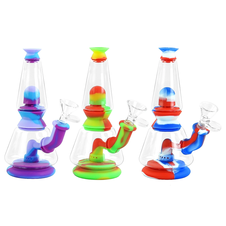 High Quality Custom Logo Portable Silicone and Glass Smoking Hookah 7&prime;&prime; Water Pipe