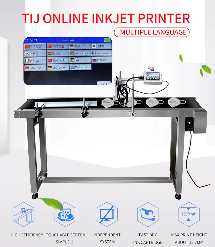 High Speed Continuous Online 12.7mm Date Qr Code Barcode Code Inkjet Printer